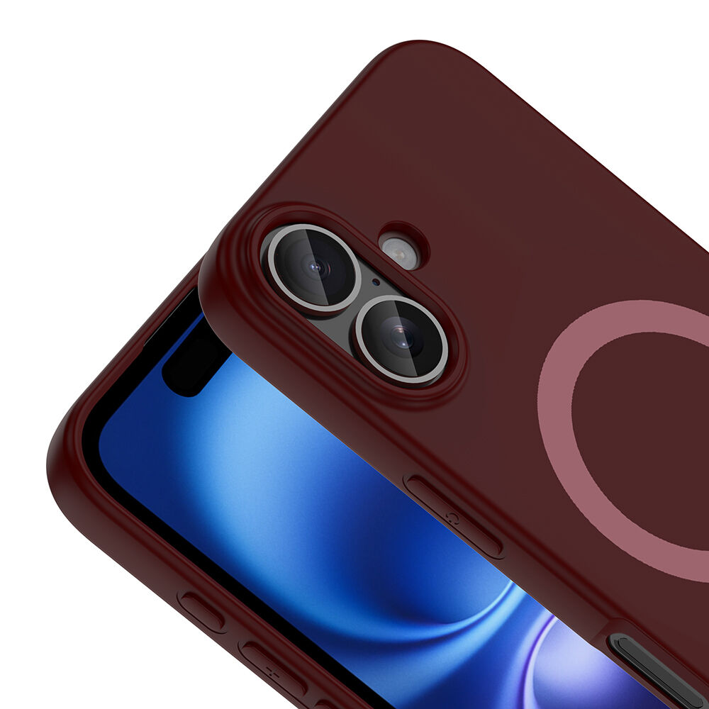 iPhone 16 Kılıf M-Safe Şarj Özellikli Kamera Korumali Premium Soft Aris Silikon Kapak Mürdüm