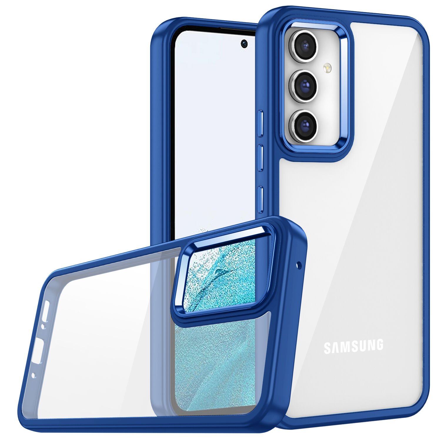 Samsung Galaxy A54 Kılıf Kamera Çıkıntılı Arkası Şeffaf Köşeleri Parlak Renkli Işlemeli Flora Kapak