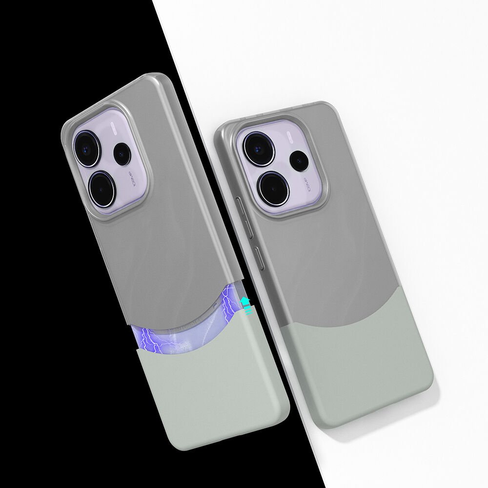 Xiaomi Redmi Note 14 5G Kılıf Mıknatıslı Duble Kapak Gri