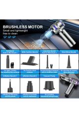 17000 Pa 100 Watt Yüksek Üfleme Ve Çekme Güçü ile Kablosuz Şarjlı Araç Süpürge 6000 Amper Batarya Çanta Hediyeli