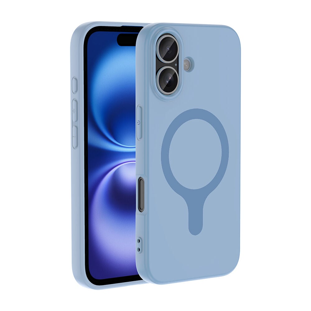 iPhone 16 Kılıf M-Safe Şarj Özellikli Kamera Korumali Premium Soft Aris Silikon Kapak Baby Blue