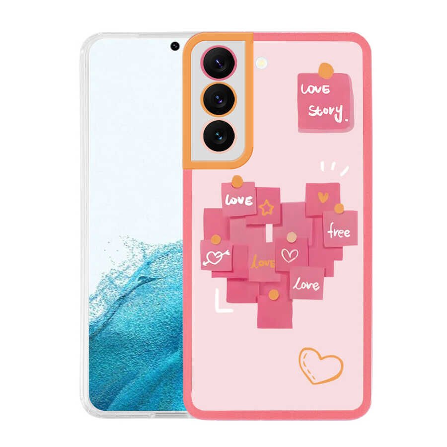 Samsung Galaxy S22 Plus Kılıf M-Fit Desenli Kapak Love Story No2