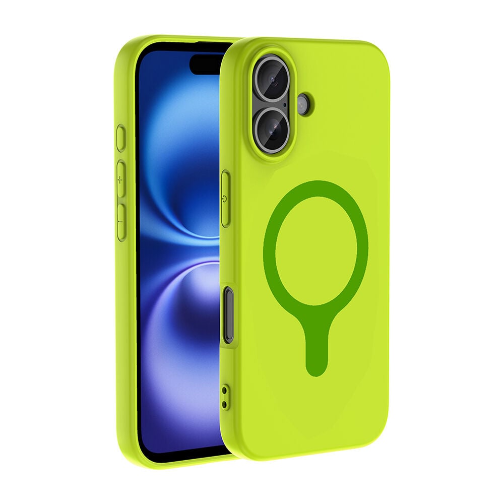 iPhone 16 Kılıf M-Safe Şarj Özellikli Kamera Korumali Premium Soft Aris Silikon Kapak Yeşil