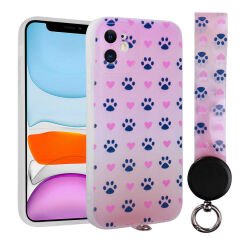 iPhone 11 Kılıf Desenli El Askılı İpli Arte Silikon Kapak