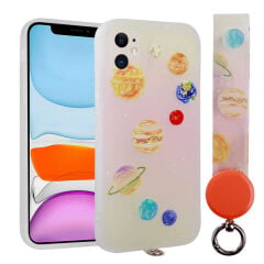 iPhone 11 Kılıf Desenli El Askılı İpli Arte Silikon Kapak