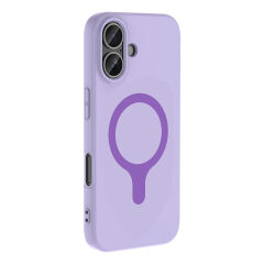 iPhone 16 Kılıf M-Safe Şarj Özellikli Kamera Korumali Premium Soft Aris Silikon Kapak Lila