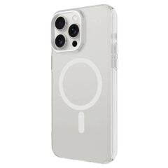 iPhone 15 Pro Max Kılıf Magsafe Şarj Özellikli Buzlu Transparan C-Pro Sert Kapak