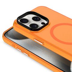 iPhone 15 Pro Max Kılıf Magsafe Şarj Özellikli Buzlu Transparan C-Pro Sert Kapak