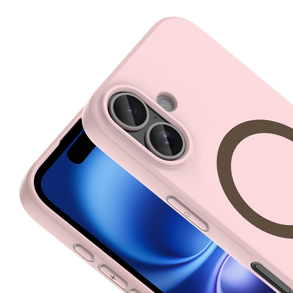 iPhone 16 Kılıf M-Safe Şarj Özellikli Kamera Korumali Premium Soft Aris Silikon Kapak Açık Pembe