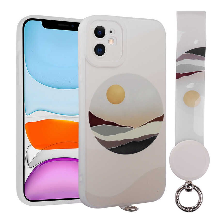 iPhone 11 Kılıf Desenli El Askılı İpli Arte Silikon Kapak NO2