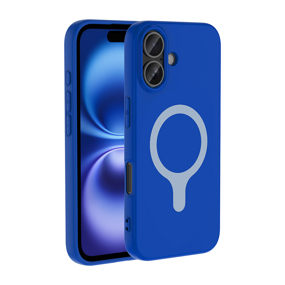 iPhone 16 Kılıf M-Safe Şarj Özellikli Kamera Korumali Premium Soft Aris Silikon Kapak Saks Mavi
