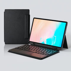 Samsung Galaxy Tab S9 FE Plus Border Keyboard Bluetooh Bağlantılı Standlı Klavyeli Tablet Kılıfı Siyah