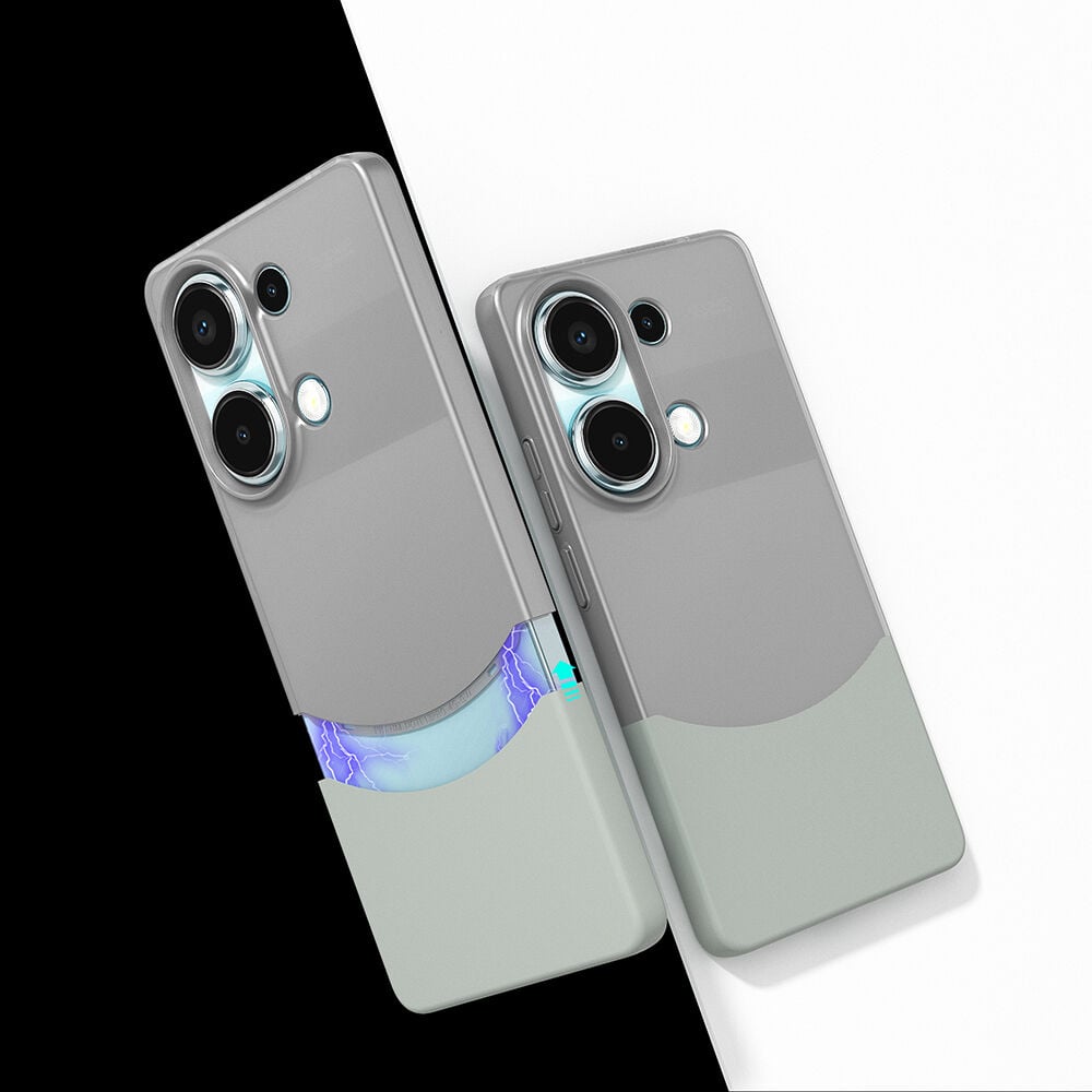 Xiaomi Redmi Note 13 Pro 4G Kılıf Mıknatıslı Duble Kapak Gri