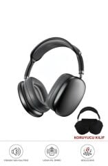 P9 Air Pro Max Kablosuz 5.3 Mikrofonlu Sd Kart Girişli Aux Kablolu Bluetooth Kulaklık Kılıf Hediyeli Mavi