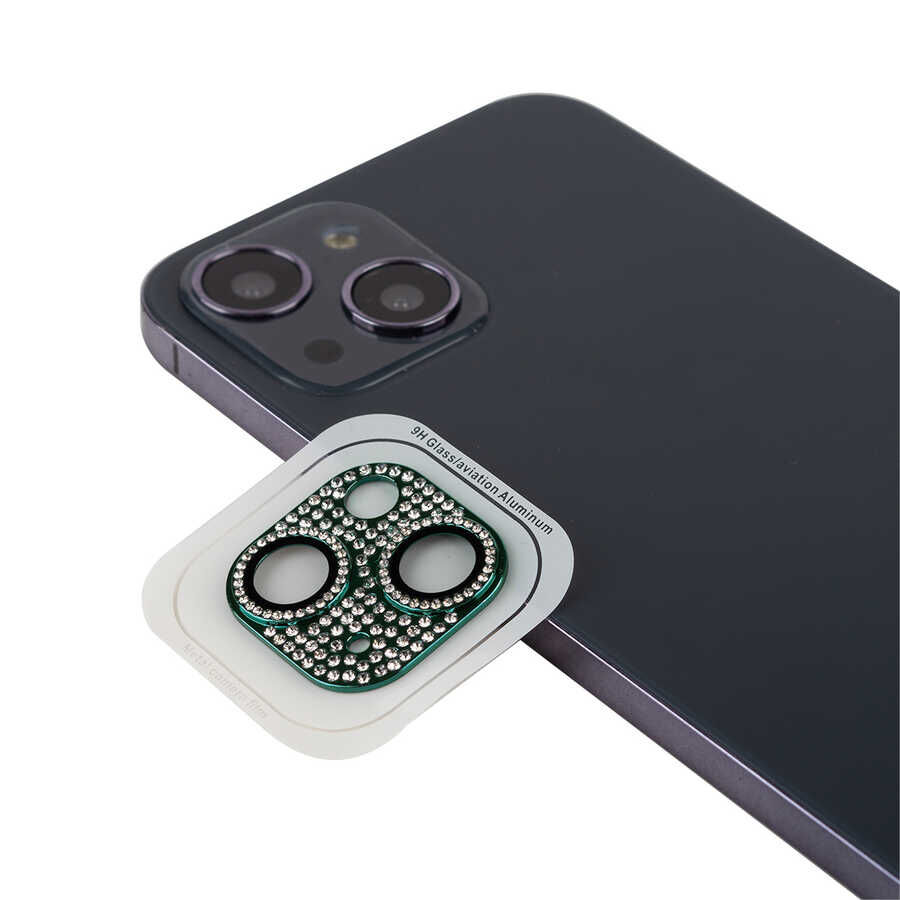 iPhone 13 Mini CL-08 Kamera Lens Koruyucu Koyu Yeşil