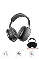 P9 Air Pro Max Kablosuz 5.3 Mikrofonlu Sd Kart Girişli Aux Kablolu Bluetooth Kulaklık Kılıf Hediyeli Siyah