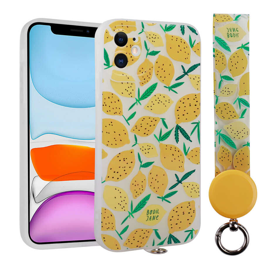 iPhone 11 Kılıf Desenli El Askılı İpli Arte Silikon Kapak NO7