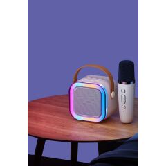 K12 Taşınabilir Kablosuz Mikrofonlu Karaoke Mini Bluetooth Hoparlör