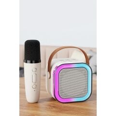 K12 Taşınabilir Kablosuz Mikrofonlu Karaoke Mini Bluetooth Hoparlör