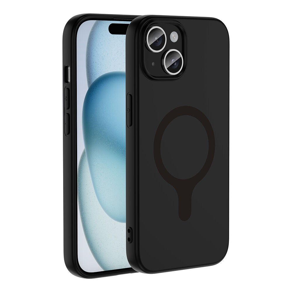 iPhone 15 Kılıf M-Safe Şarj Özellikli Kamera Korumali Premium Soft Aris Silikon Kapak Siyah