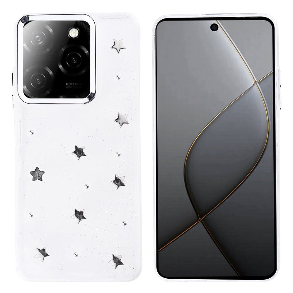 Tecno Spark 20 Pro 5G Kılıf Airbag Tasarımlı Simli Şeffaf Kutup Kapak Yıldız