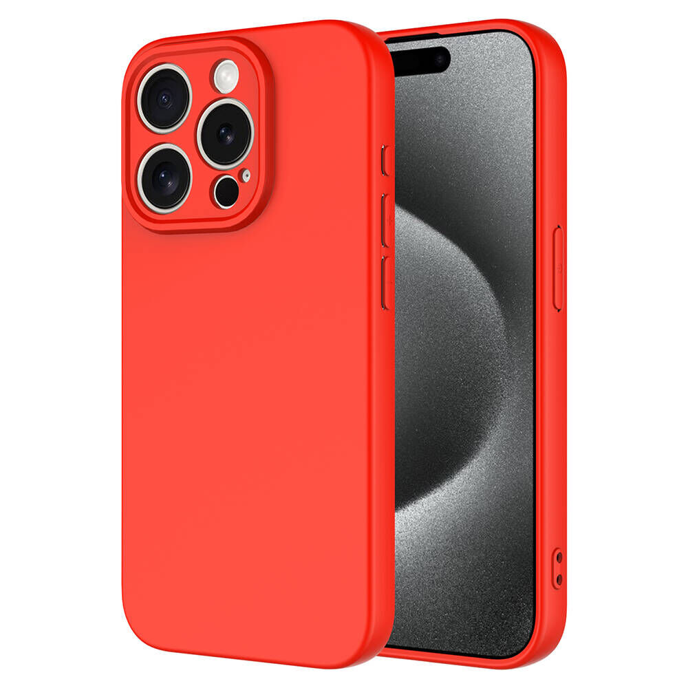 iPhone 15 Pro Max Kılıf Kamera Korumali Mara Lansman Kapak Kırmızı