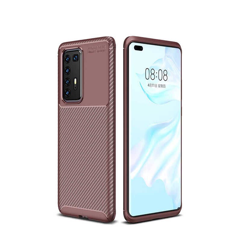 Huawei P40 Pro Kılıf Negro Silikon Kapak Kılıf Kahverengi