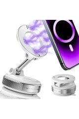 Manyetik Vakumlu Katlanır Araç Telefon Tutucu Ayna-cam-araba Magsafe Araç Tutucu X68 Beyaz