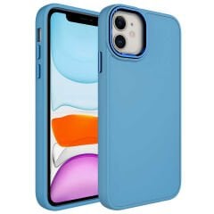 iPhone 11 Kılıf Metal Çerçeve ve Buton Tasarımlı Silikon Luna Kapak