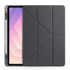 Samsung Galaxy Tab S11 Kılıf Tri Folding Kalem Bölmeli Standlı Kılıf Siyah
