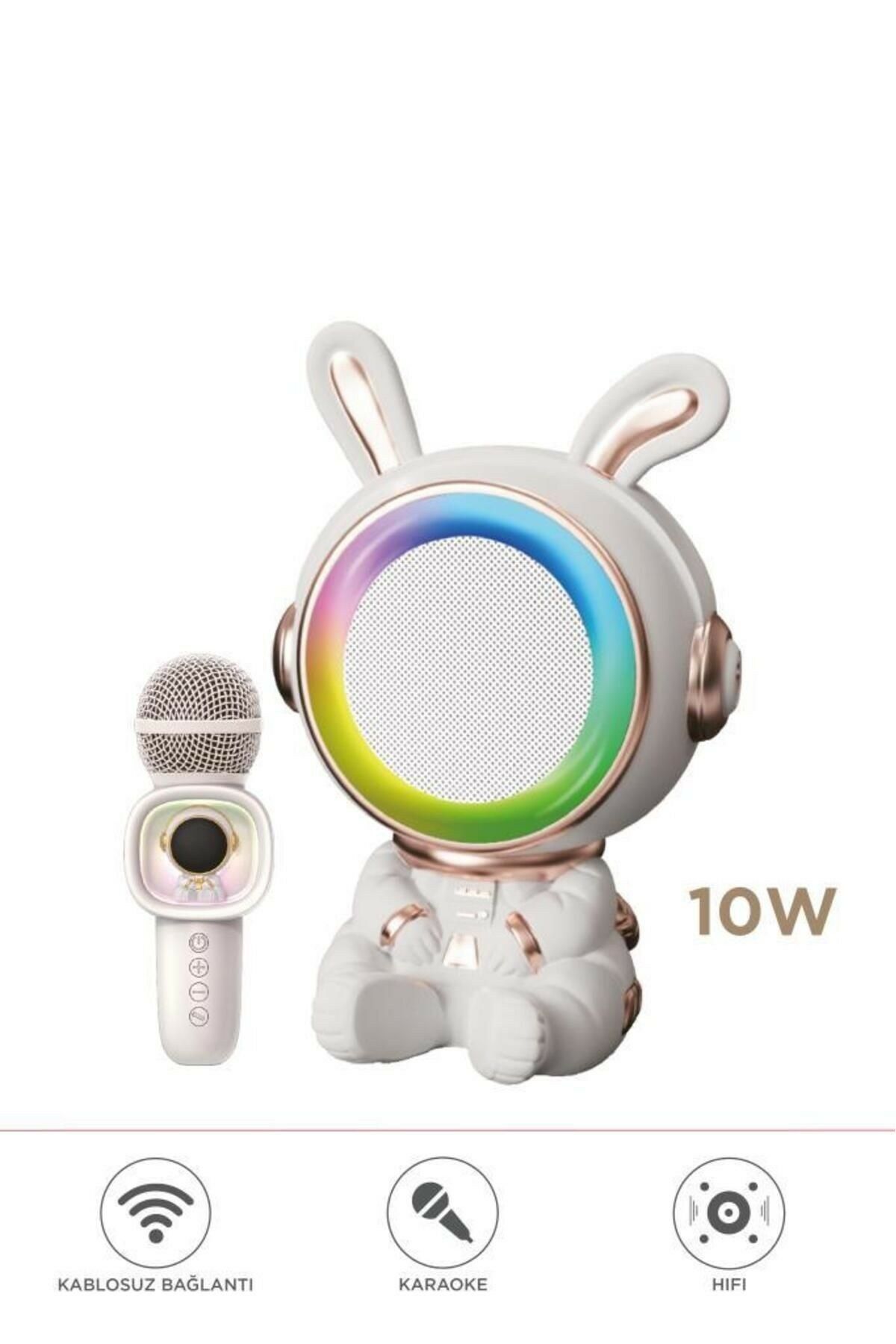 05 RGB Tavşan Figürlü Mikrofonlu Karaoke Bluetooth Hoparlör