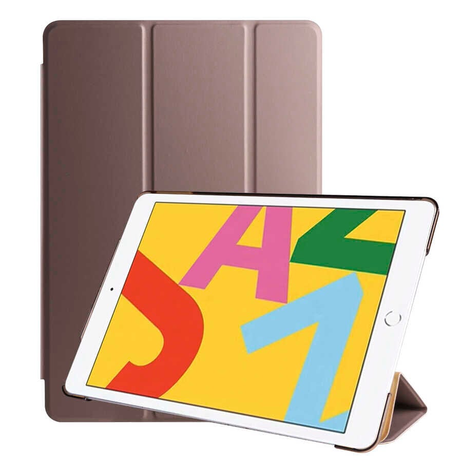 iPad 10.2 2021 (9.Nesil) Smart Cover Standlı 1-1 Kılıf Gold