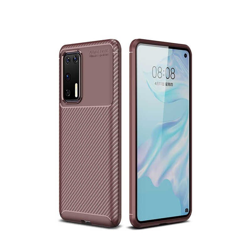 Huawei P40 Kılıf Negro Silikon Kapak Kılıf Kahverengi