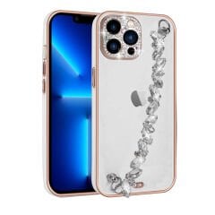 iPhone 12 Pro Max Kılıf Taş Süslemeli Kamera Korumalı El Tutamaçlı Blazer Kapak Siyah