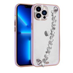 iPhone 12 Pro Max Kılıf Taş Süslemeli Kamera Korumalı El Tutamaçlı Blazer Kapak