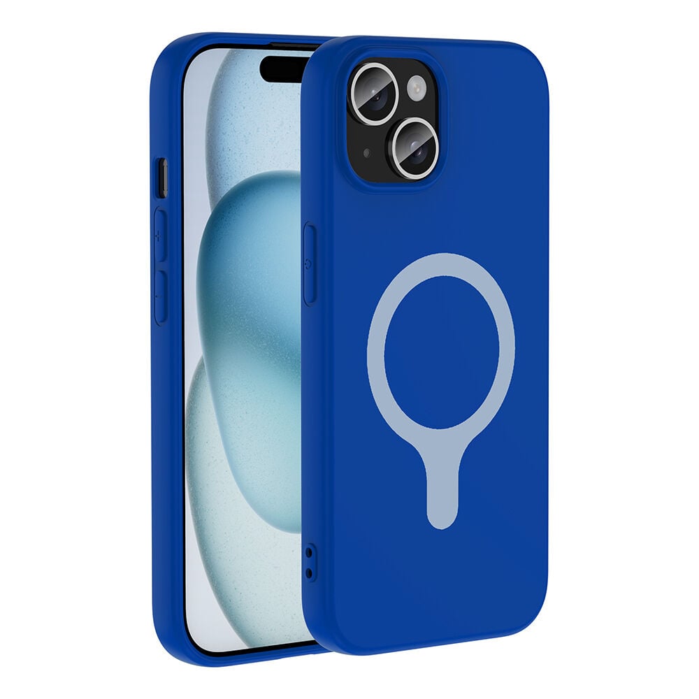 iPhone 15 Kılıf M-Safe Şarj Özellikli Kamera Korumali Premium Soft Aris Silikon Kapak Saks Mavi