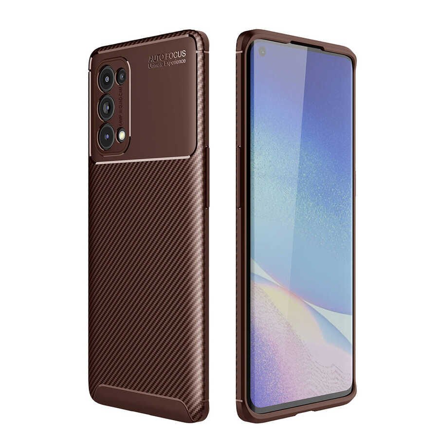 Oppo Reno 5 Pro 5G Kılıf Negro Silikon Kapak Kılıf Kahverengi