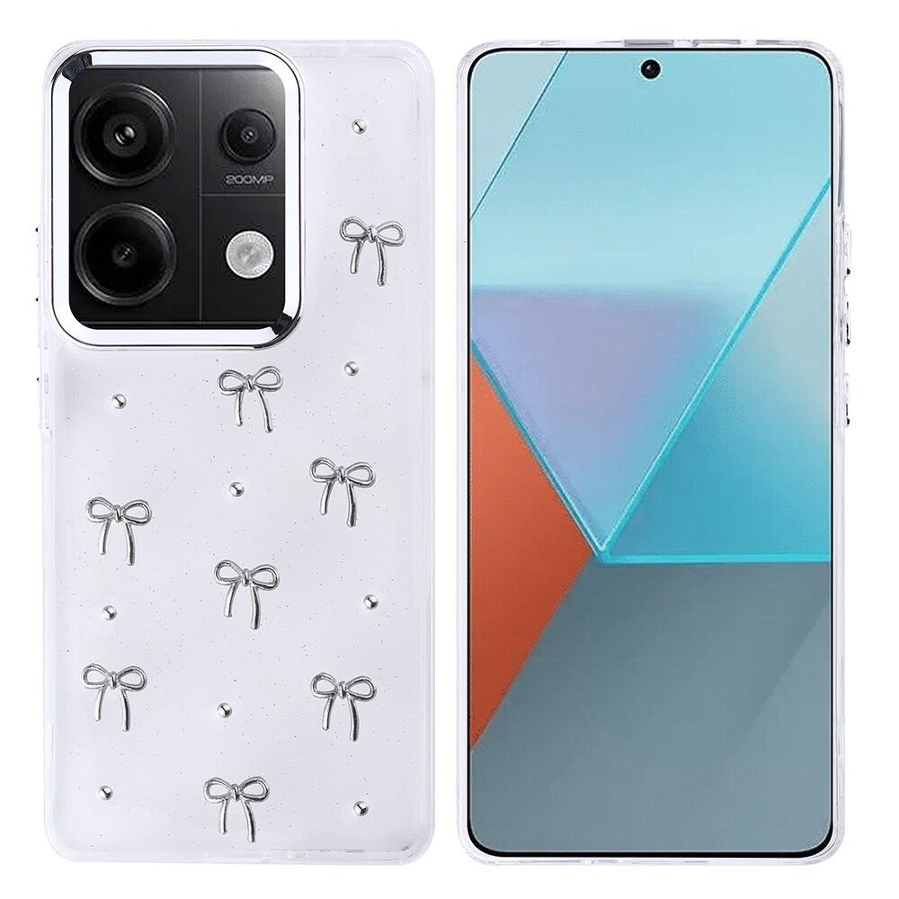 Xiaomi Redmi Note 13 Pro 4G Kılıf Airbag Tasarımlı Simli Şeffaf Kutup Kapak Fiyonk