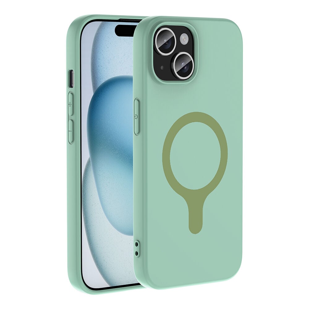 iPhone 15 Kılıf M-Safe Şarj Özellikli Kamera Korumali Premium Soft Aris Silikon Kapak Turkuaz