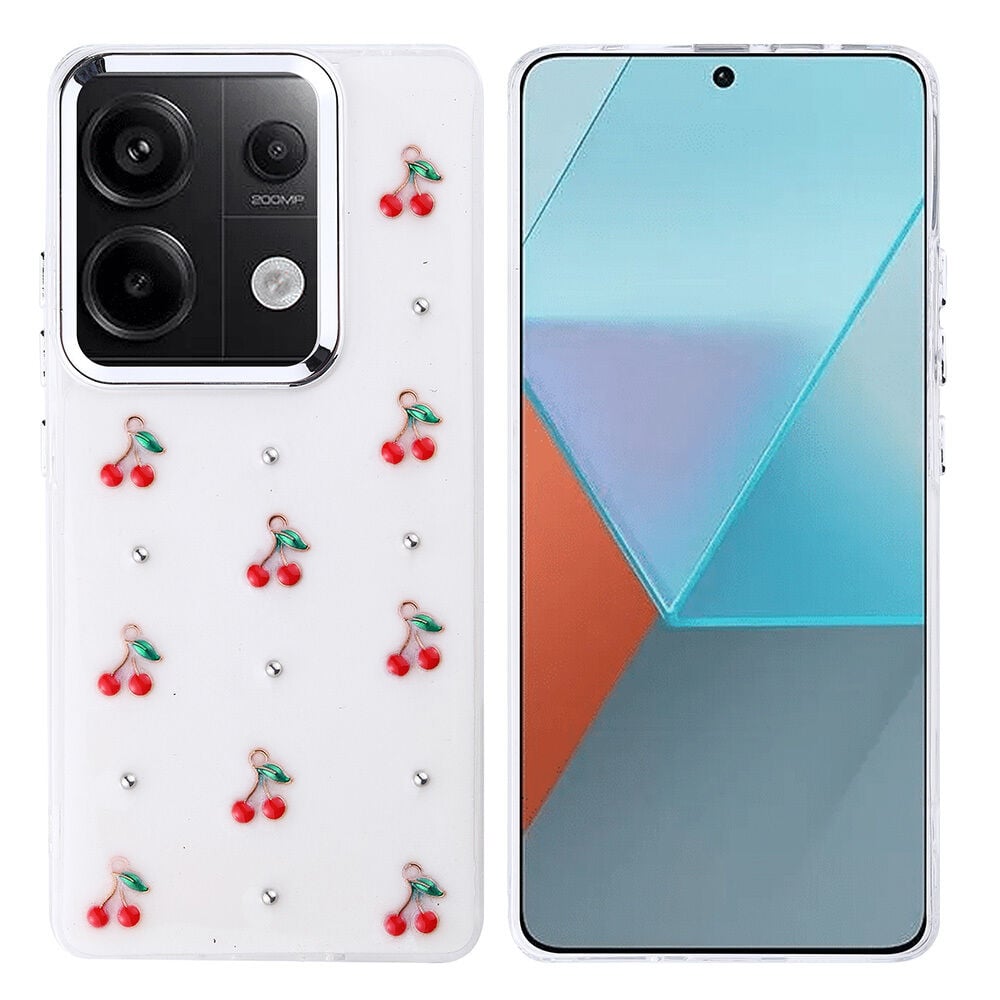 Xiaomi Redmi Note 13 Pro 4G Kılıf Airbag Tasarımlı Simli Şeffaf Kutup Kapak Kiraz
