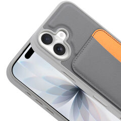 iPhone 17 Uyumlu Kartlıklı Süni Deri X-Kart Cüzdan Silikon Kapak Lacivert