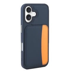 iPhone 17 Uyumlu Kartlıklı Süni Deri X-Kart Cüzdan Silikon Kapak