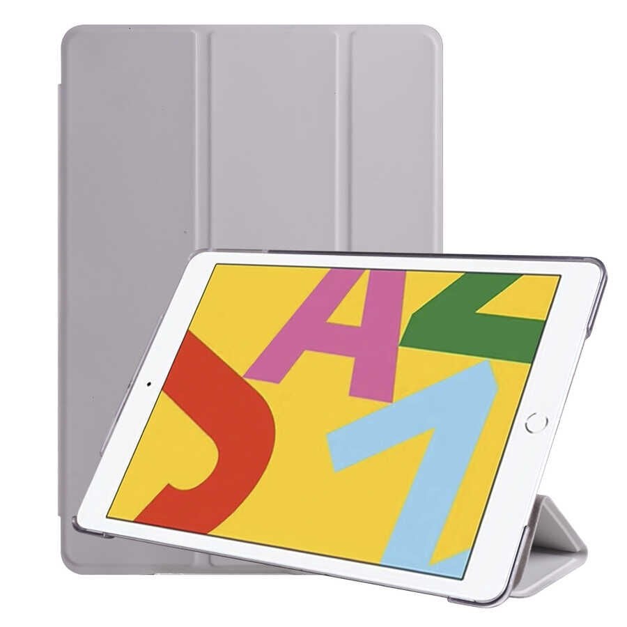 iPad 10.2 2021 (9.Nesil) Smart Cover Standlı 1-1 Kılıf Gri