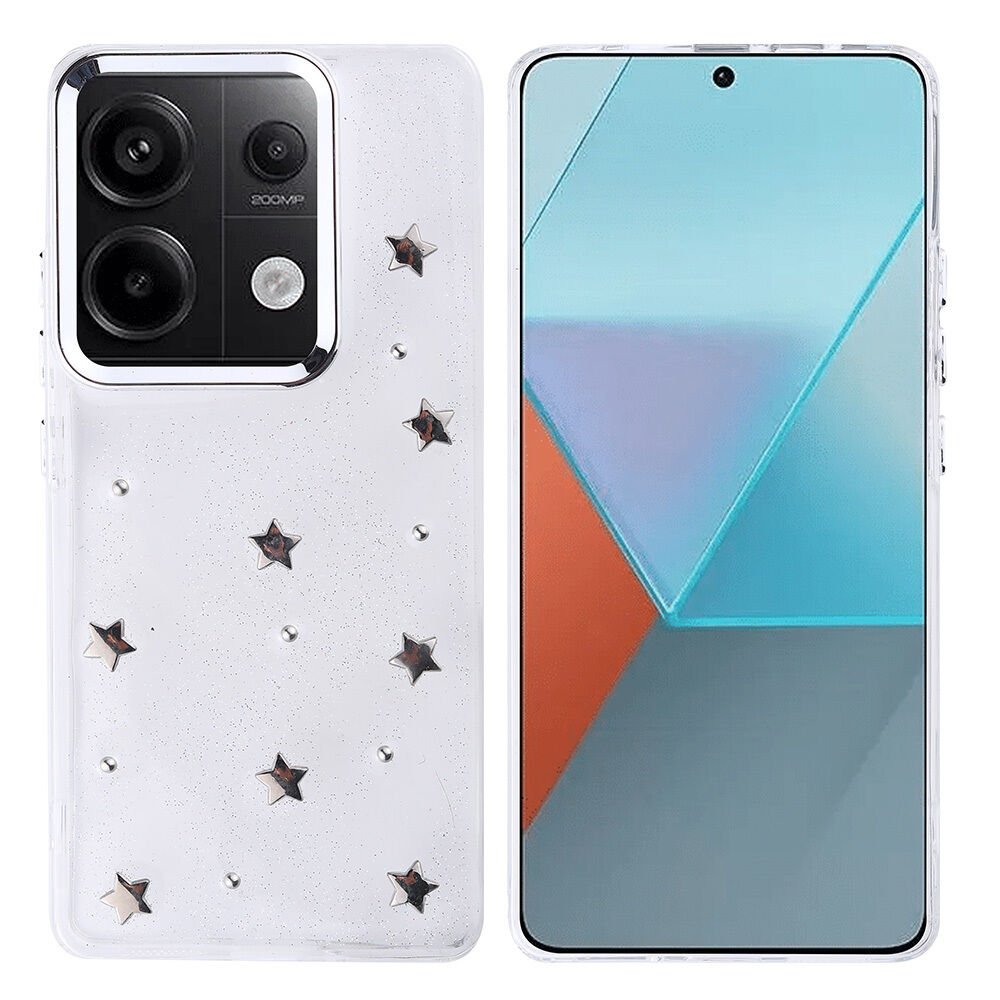 Xiaomi Redmi Note 13 Pro 4G Kılıf Airbag Tasarımlı Simli Şeffaf Kutup Kapak Yıldız