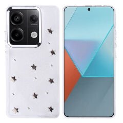 Xiaomi Redmi Note 13 Pro 4G Kılıf Airbag Tasarımlı Simli Şeffaf Kutup Kapak Yıldız