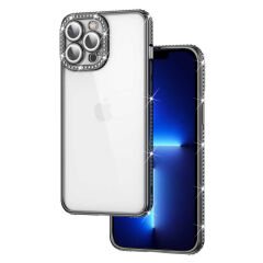 iPhone 12 Pro Max Kılıf Kamera Korumalı Taşlı Mina Kapak