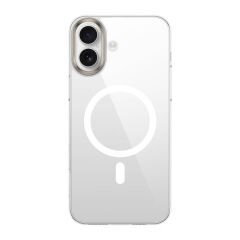 iPhone 16 Plus Kılıf Magsafe Şarj Özellikli Şeffaf Cam Arka Yüzey G-Glass Kapak