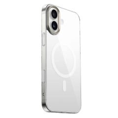 iPhone 16 Plus Kılıf Magsafe Şarj Özellikli Şeffaf Cam Arka Yüzey G-Glass Kapak