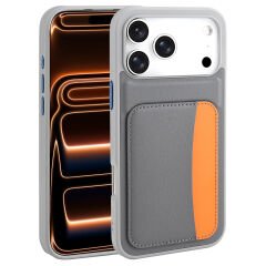 iPhone 17 Pro Uyumlu Kartlıklı Süni Deri X-Kart Cüzdan Silikon Kapak