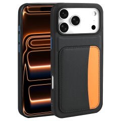 iPhone 17 Pro Uyumlu Kartlıklı Süni Deri X-Kart Cüzdan Silikon Kapak